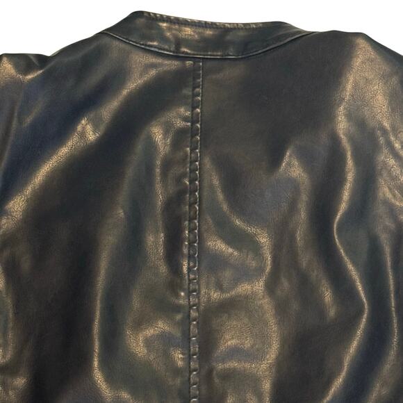 LEVIS Black Vegan Leather Zip-Up Mens Moto Biker Bomber Jacket Size XXL - Picture 13 of 16